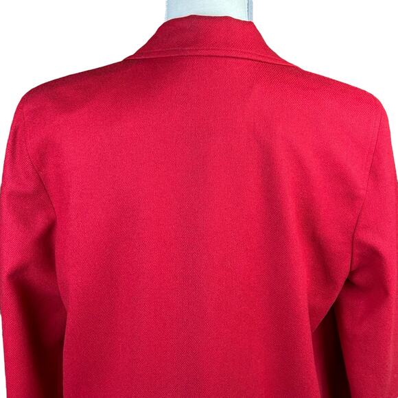 Nouveaux Wool Blazer Women Size 10 Red Single Button Front Classic Retro Coat - Picture 6 of 12